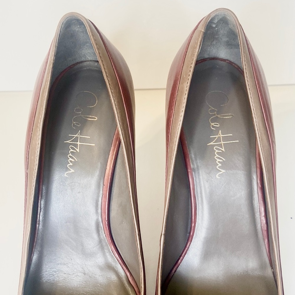 Cole Haan Dark Burgundy Victorian Leather Heels Size 6 - Picture 9 of 14